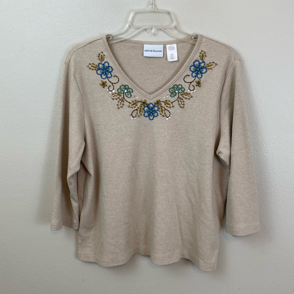 Alfred Dunner Beaded Embellished Lightweight Sweater